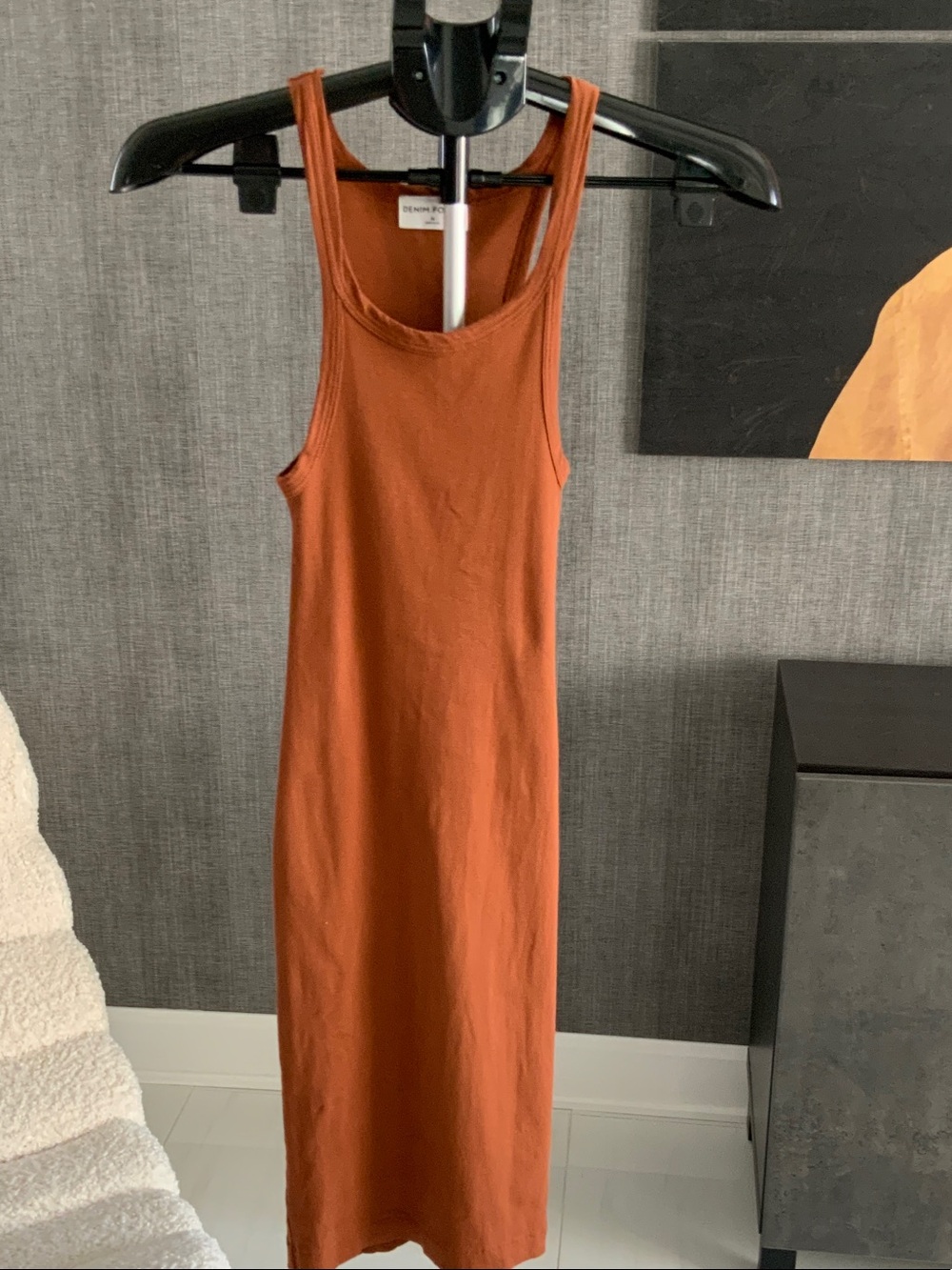 Denim Forum Rust Ribbed Tank midi Dress XS